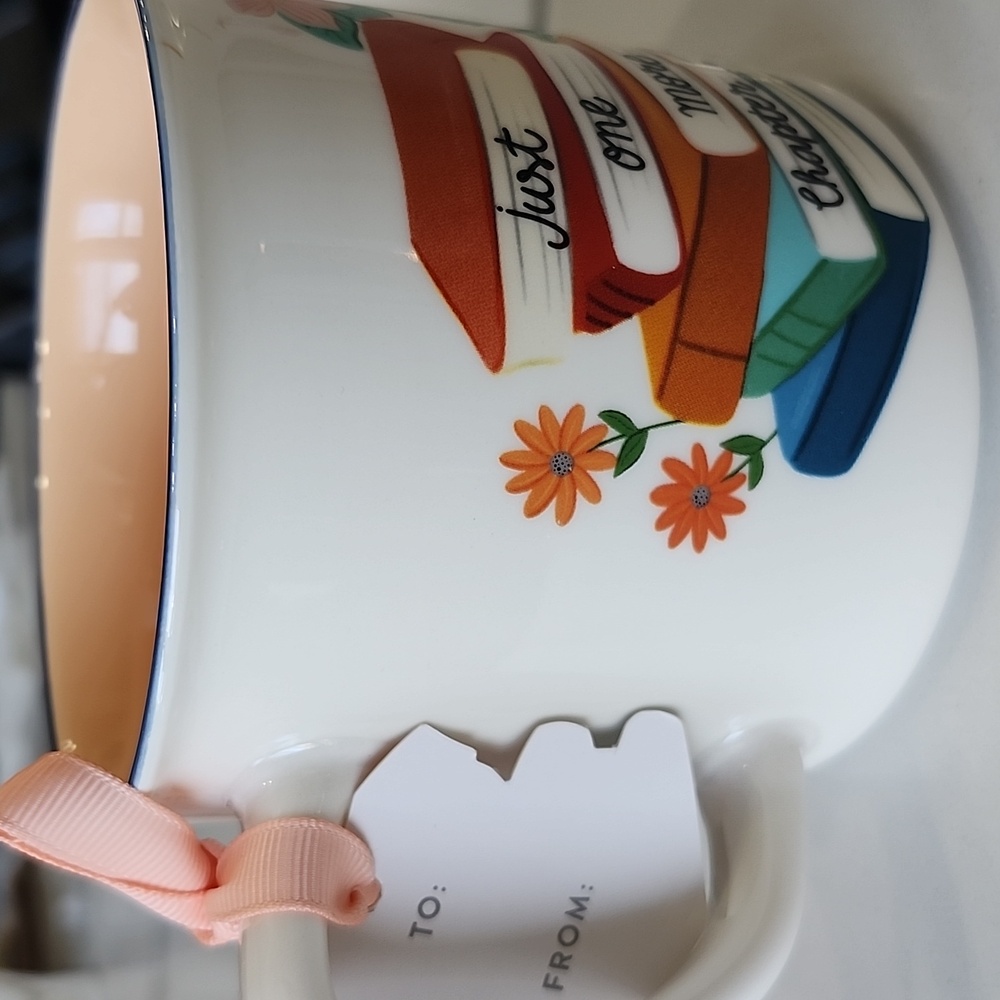 Charming Book Lover's Mug with Peach Ribbon - Picture 4 of 7